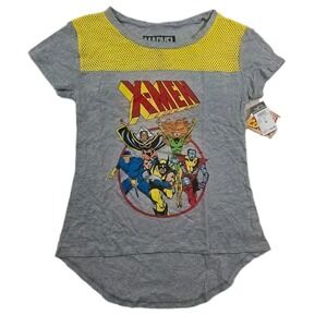 Marvel's X-Men Women's Grey Yellow Medium T-Shirt Top Mesh RUE 21
